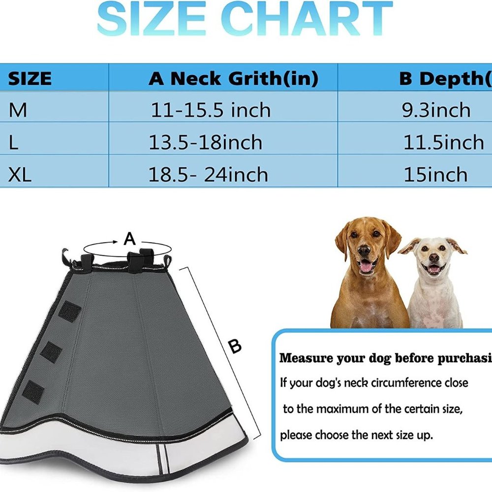 Protective Padded Dog Cone with Velcro Close and Attached to Collar size… - Picture 2 of 7